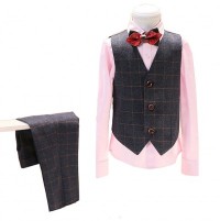 SKCST016 custom plaid children's suit style plaid suit flower girl dress children's suit factory detail view-1